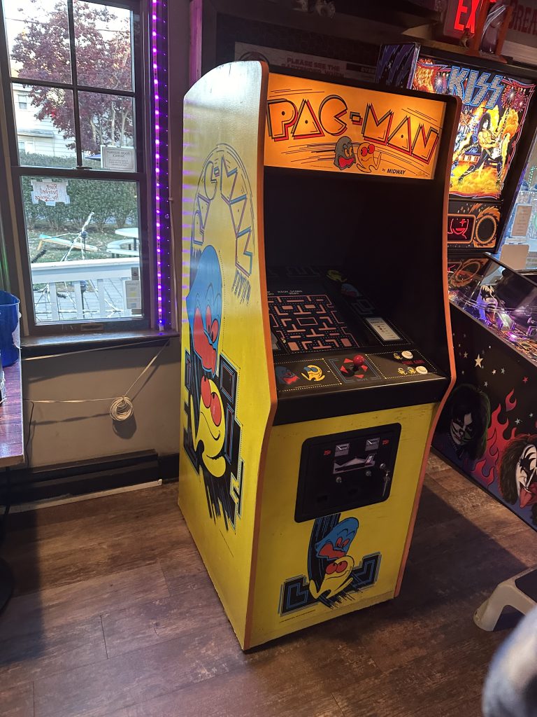 Pac-Man arcade game for families at Rooster's
